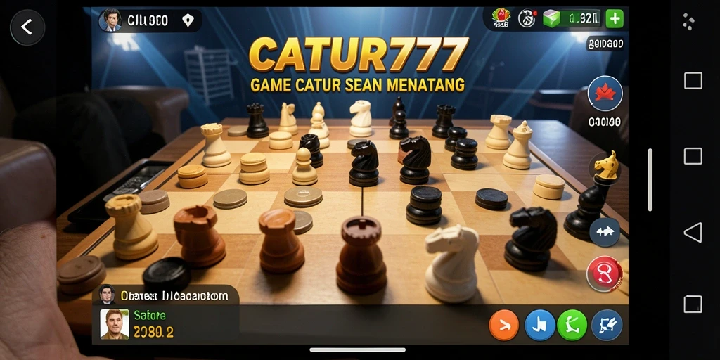 Tampilan atraktif gameplay catur di CATUR777