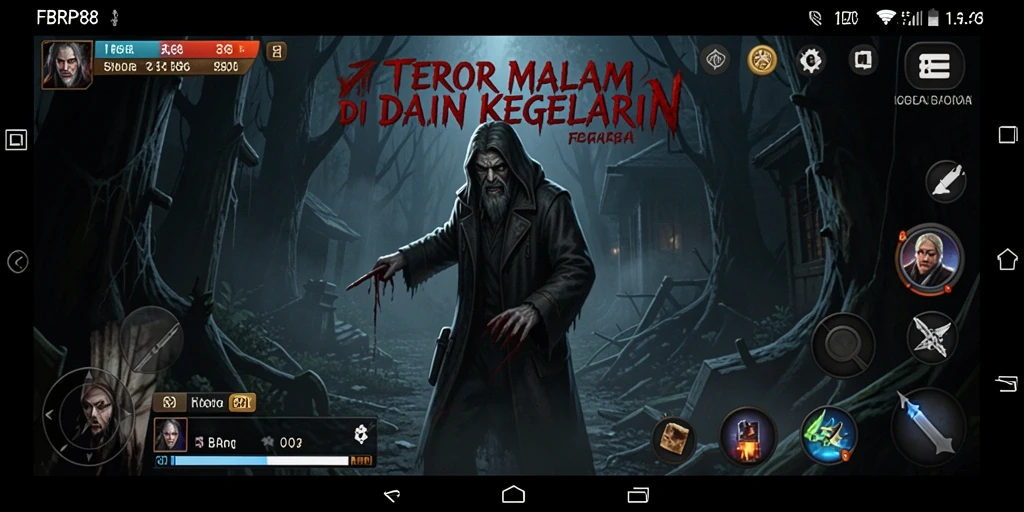 Screenshot menampilkan gameplay menyeramkan FBRP88 dengan efek horror.