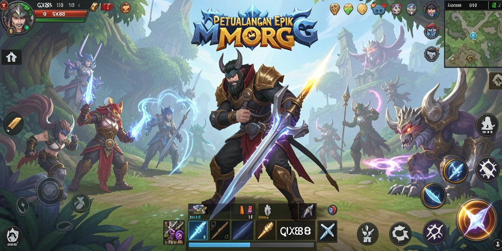 Tangkapan layar menampilkan pertempuran epik dalam GX88, menunjukkan grafik yang memukau.