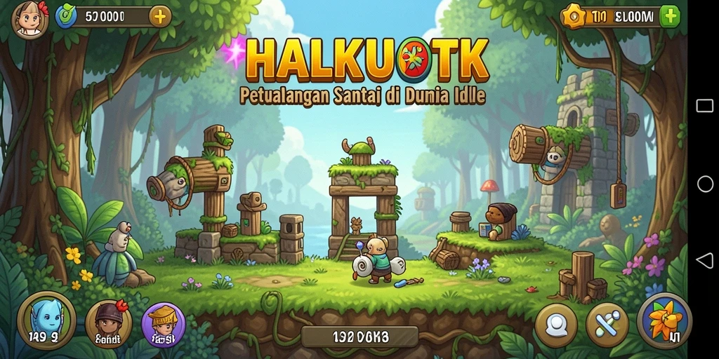 Tampilan gameplay HALKUOTK dengan karakter dan dunia yang penuh warna.