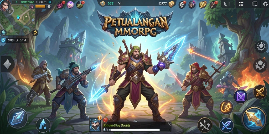Tangkapan layar IDR77 menampilkan aksi pertempuran seru dalam dunia MMORPG.