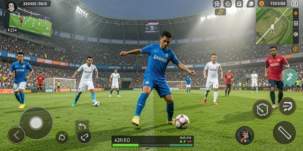 Tampilan gameplay K234 yang menarik dalam pertandingan sepak bola.