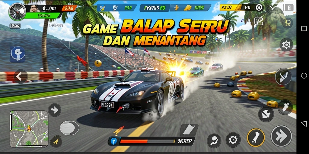 Gameplay seru KKRP yang penuh aksi balap cepat.