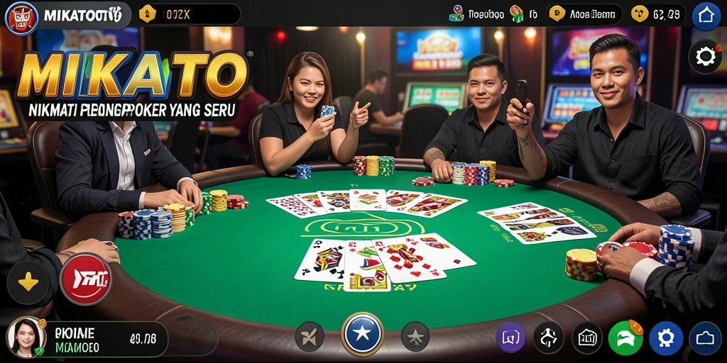 Tampilan gameplay seru MIKATOTO dengan pemain berinteraksi dalam permainan Poker.